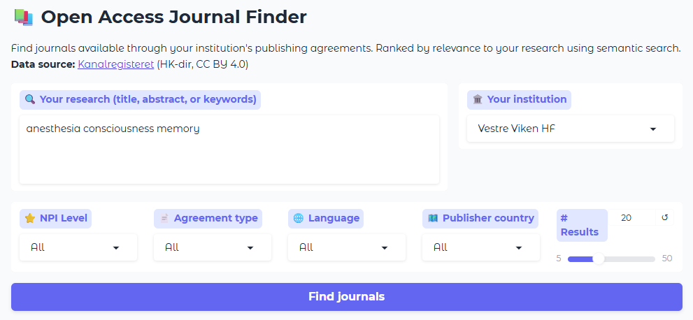 Open Access Journal Finder
